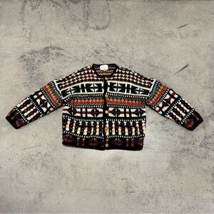 EXPRESS TRICOT Sweater Cardigan Vintage Colorful Boho Size Medium Large